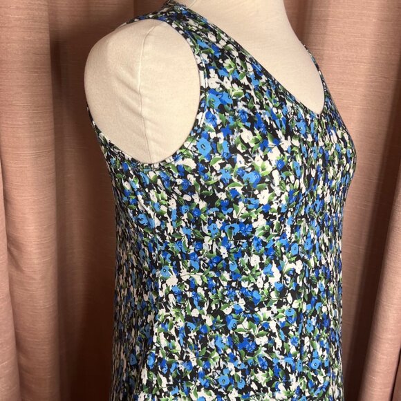 NWT Qeefan Women S Sleeveless Floral A-Line Dress Blue Green Loose Vacation - Picture 8 of 16
